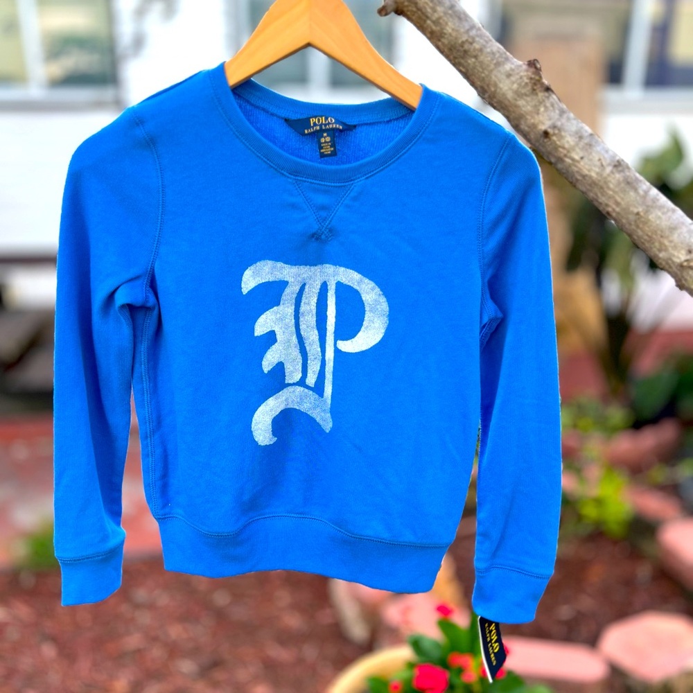 Polo Ralph Lauren Fall 2 Girls Blue French Terry Pullover Sweatshirt Size M(8-10